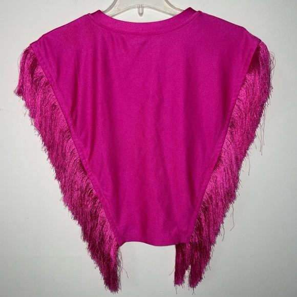Julia by Love Fringe Sided Top Hot Pink Sleeveless Size Large - Picture 4 of 7